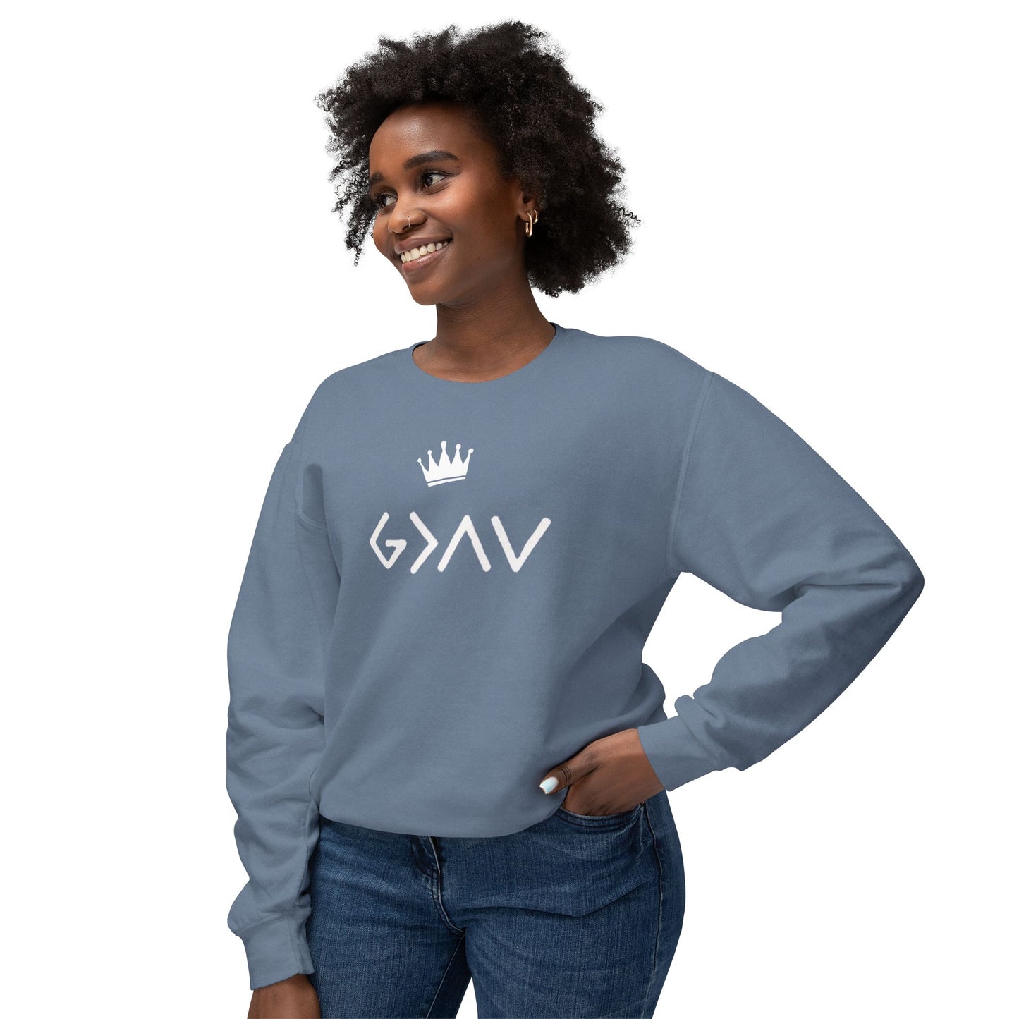 Gods Greater Than Highs and Lows- Unisex Lightweight Crewneck Sweatshirt