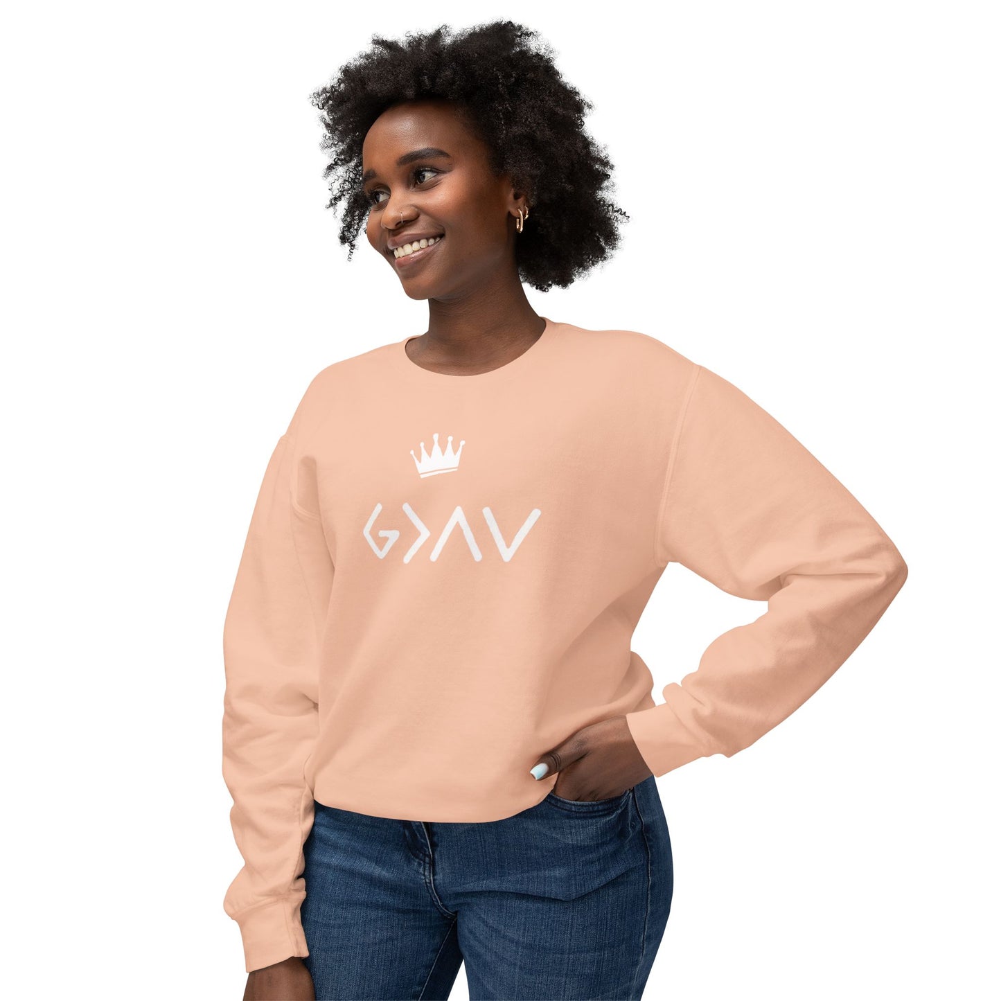 Gods Greater Than Highs and Lows- Unisex Lightweight Crewneck Sweatshirt