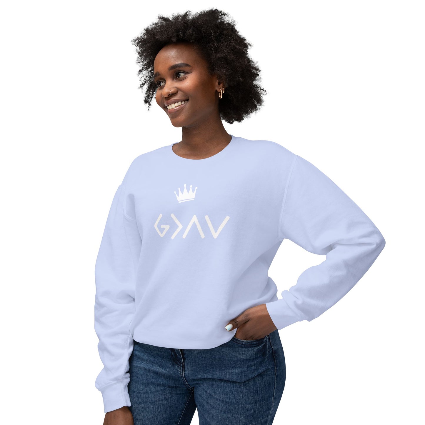 Gods Greater Than Highs and Lows- Unisex Lightweight Crewneck Sweatshirt